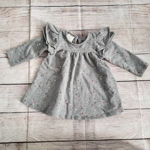 FIRST IMPRESSIONS girls gray ruffled polka dot top 6-9M